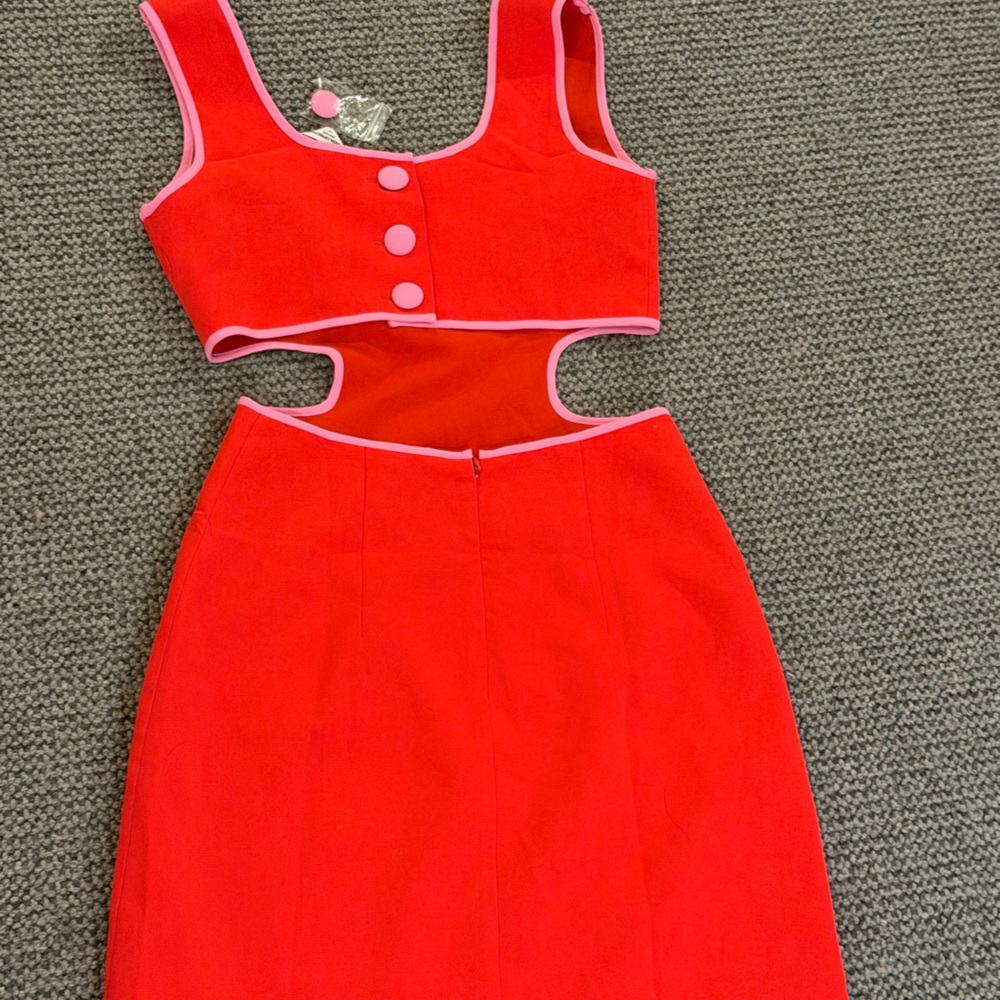 Amanda Uprichard Red Dress with Pink Accents
